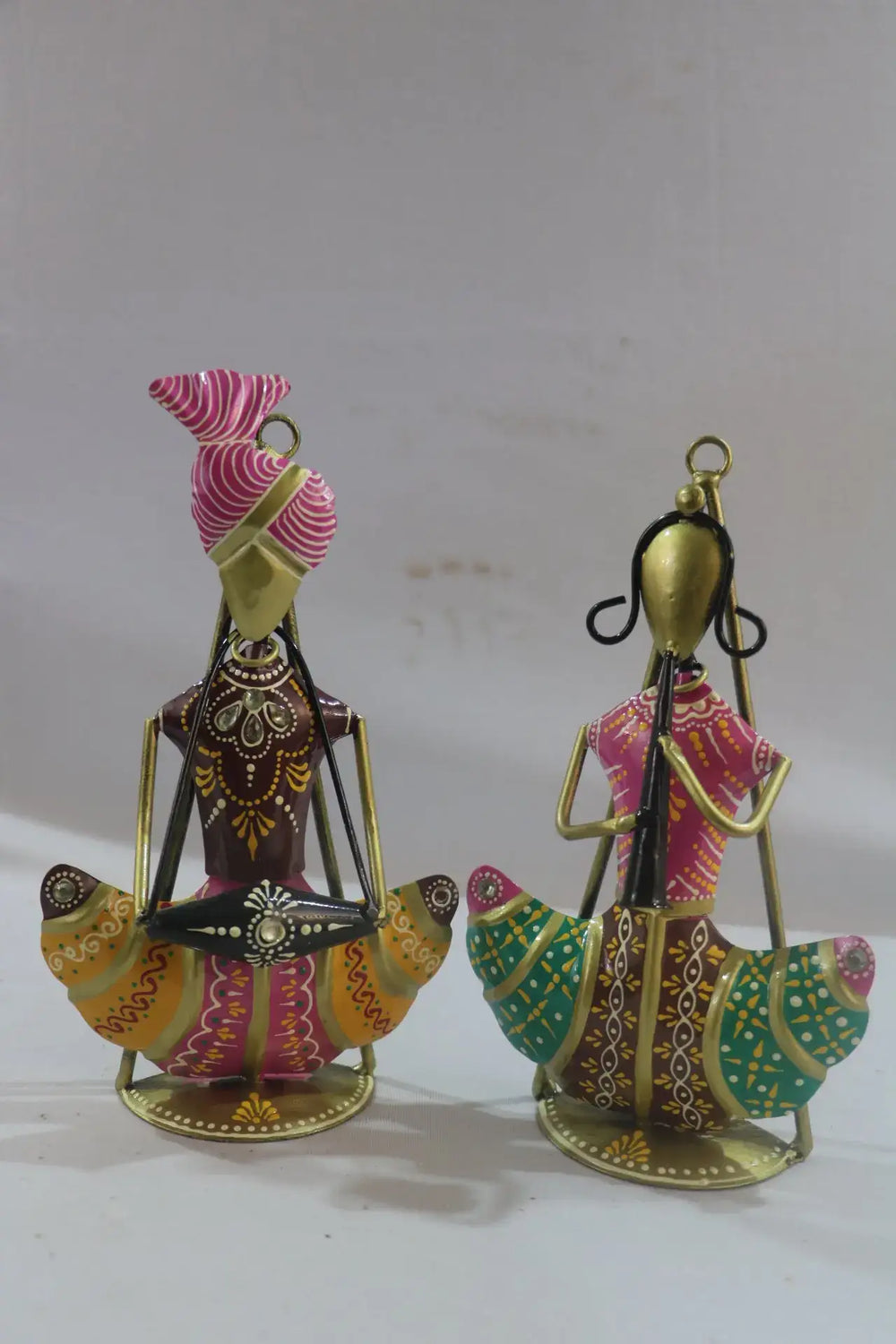 Iron Hand Painted Pair Musicians Set Of 2 Iron Decorative