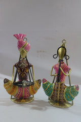 Iron Hand Painted Pair Musicians Set Of 2