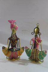 Iron Hand Painted Pair Musicians Set Of 2 Iron Decorative