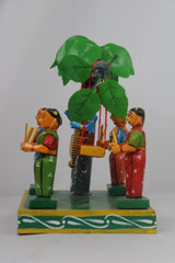 Artisan Krishna in Jhula with Gopikas – Authentic Wooden Craft