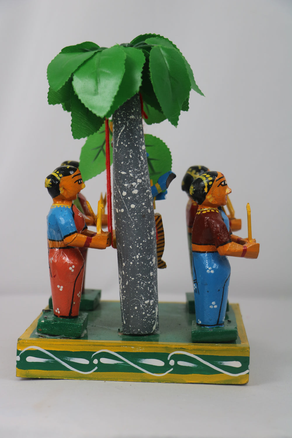 Artisan Krishna in Jhula with Gopikas – Authentic Wooden Craft Wooden Lacquerware&toys