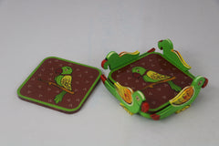 Wooden Coaster Set with Hand-Painted Designs – Home & Kitchen Balaji varanasi