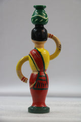 Traditional Wooden Woman with Pot on Head – Handmade Channapatna Craft