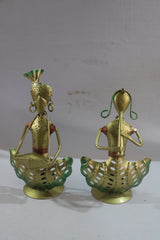 Hand-Painted Iron Musician Candle Holders – Set of 2 Decorative Candelabra