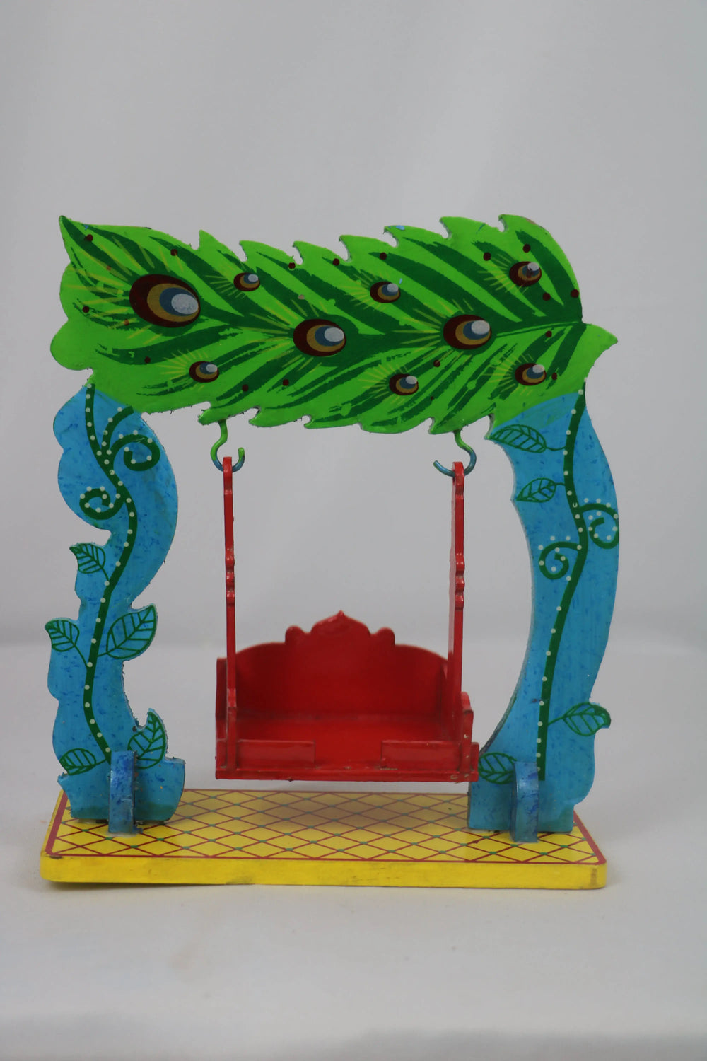 Wooden Miniature Jhula – Ethnic Swing Decor for Krishna or Dolls Wooden Lacquerware