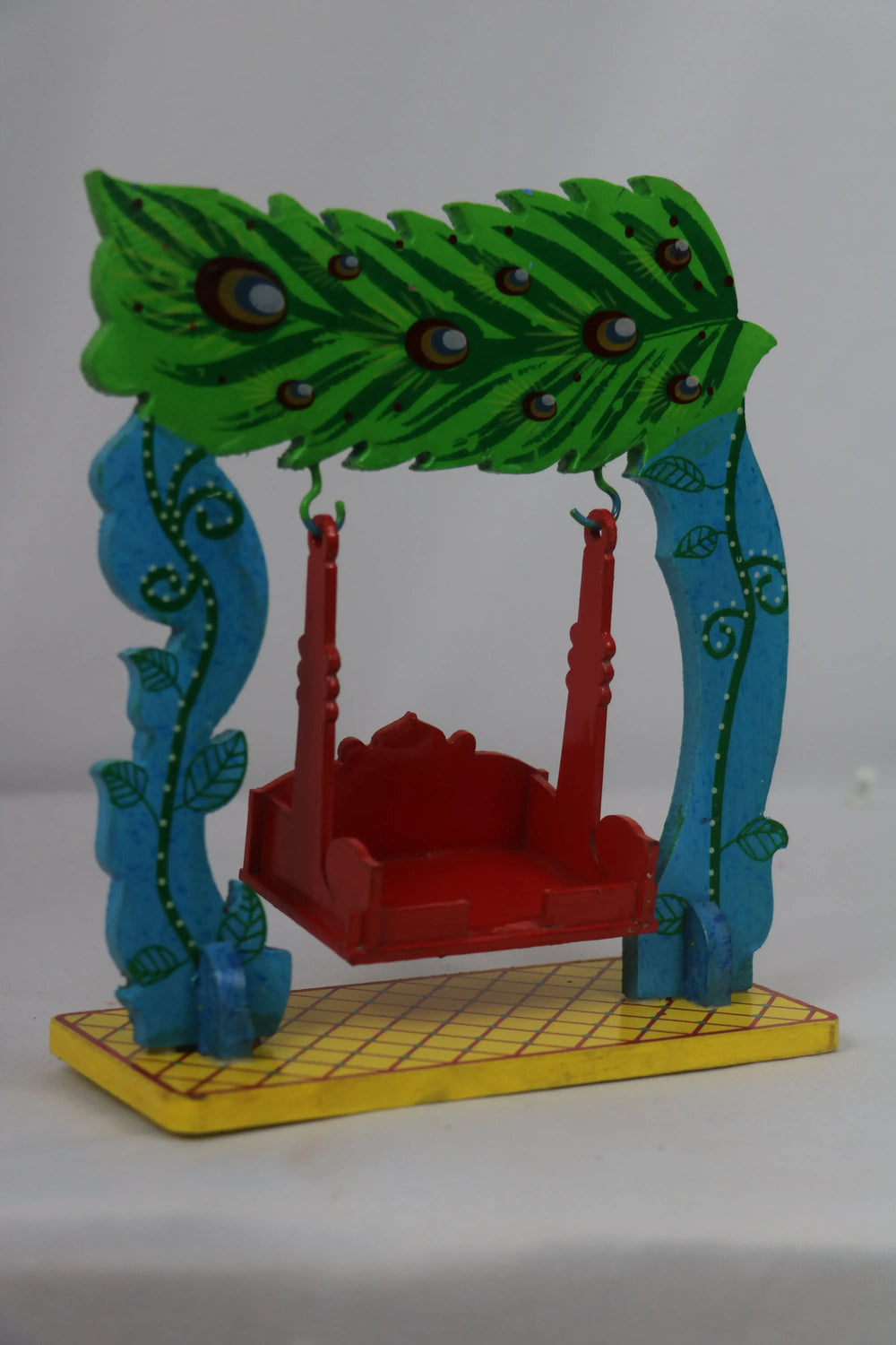 Wooden Miniature Jhula – Ethnic Swing Decor for Krishna or Dolls Wooden Lacquerware