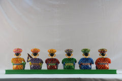 Musical Band Showpiece Set – 6 Hand-Painted Figurines on Base for Home Decor Wooden Lacquerware