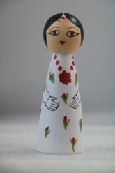 Cute Girl Peg Doll – Eco-Friendly, Handcrafted with Non-Toxic Colors BHARAT HANDICRAFTS