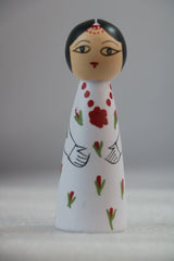 Cute Girl Peg Doll – Eco-Friendly, Handcrafted with Non-Toxic Colors BHARAT HANDICRAFTS