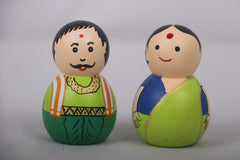 Traditional Couple Dolls in Non-Toxic Green – Perfect Cultural Decor BHARAT HANDICRAFTS