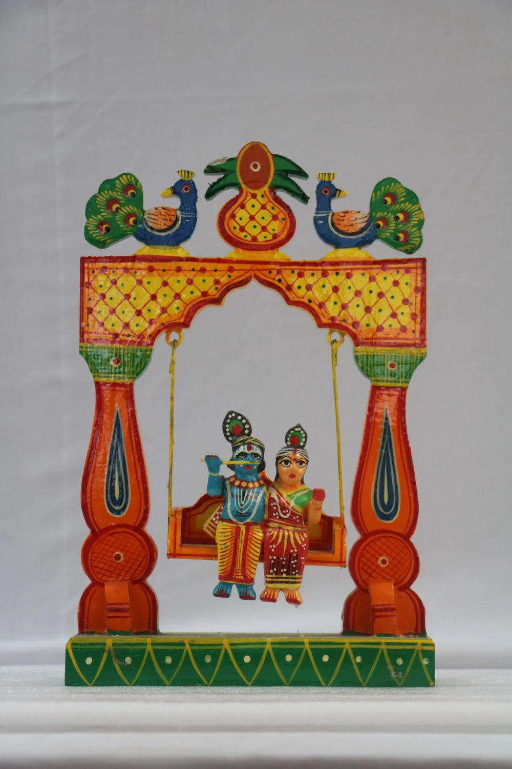 Handmade Radha Krishna in Jhula – Traditional Channapatna Wooden Art Wooden Lacquerware&toys