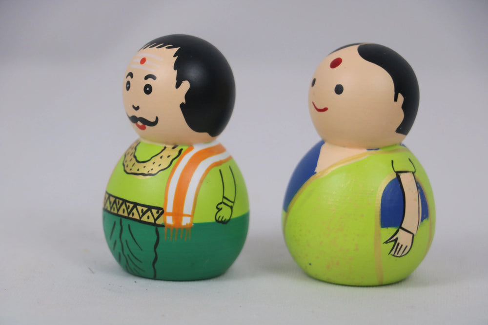 Traditional Couple Dolls in Non-Toxic Green – Perfect Cultural Decor BHARAT HANDICRAFTS