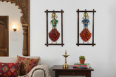 Iron Hand Painted Lady Rajasthani Musicians Wall Hangers Set of 2