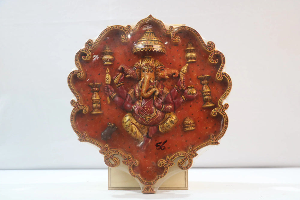 Unique Hand-Carved Wooden Ganesh Wall Hanging – Spiritual Masterpiece Accessories