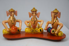 Channapatna Ganesh Music Set – Set of 3 Handcrafted Wooden Figurines