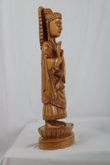 Wooden Carved Standing Buddha with Head Background maruthi handicrafts