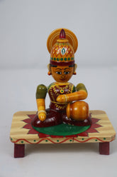 Channapatna Craft – Lakshmi Devi Seated on Base (Handmade Wooden Idol)