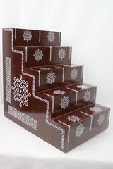 Traditional Hand Painted Wooden Pooja Steps – Artisan Made