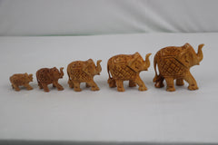 Hand-Carved Wooden Elephants – Artisan Decorative Sculptures