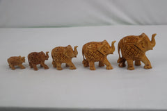 Hand-Carved Wooden Elephants – Artisan Decorative Sculptures maruthi handicrafts