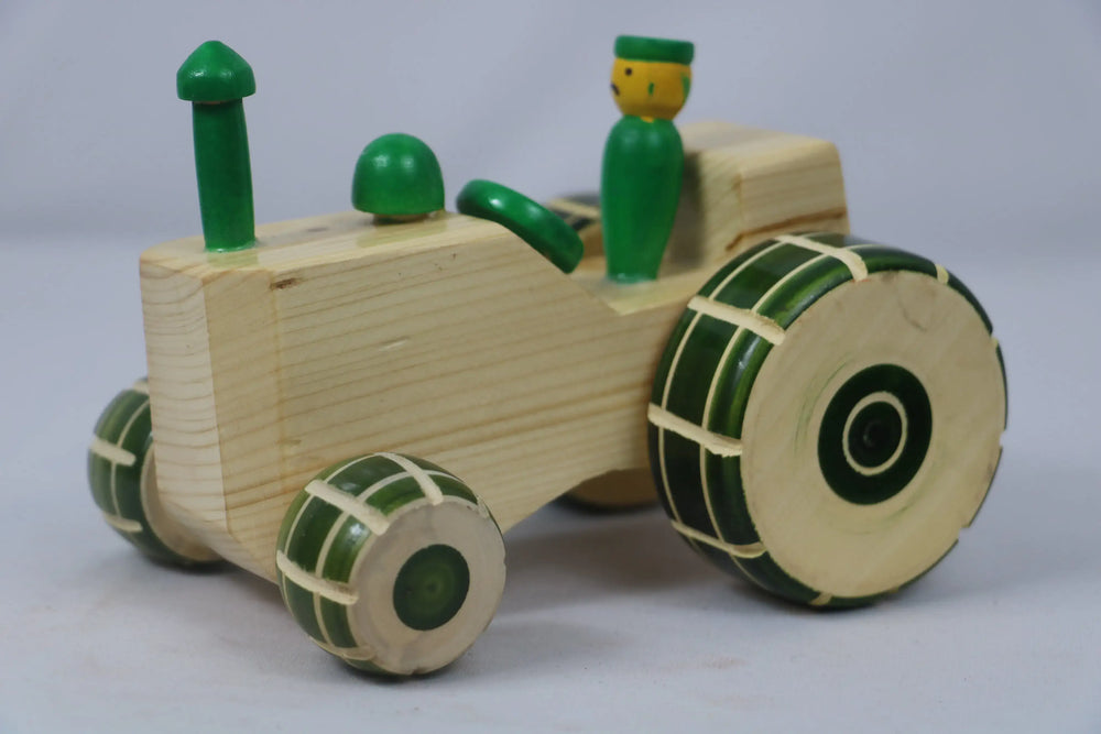 Channapatna Wooden Tractor (Green) – Traditional Handmade Toy SRI_SURYADAYA_CHENNAPATNAM