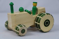 Channapatna Wooden Tractor (Green) – Traditional Handmade Toy