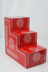 Wooden Pooja Steps – Handcrafted & Hand-Painted for Rituals