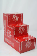 Wooden Pooja Steps – Handcrafted & Hand-Painted for Rituals SRI_SURYADAYA_CHENNAPATNAM