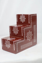 Wooden Pooja Steps – Handcrafted & Hand-Painted for Rituals SRI_SURYADAYA_CHENNAPATNAM