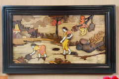 Handcrafted Rosewood Inlay Frame – Women by Riverside in Indian Village Inlay Art