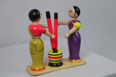 Channapatna Wooden Dhankutni – Handcrafted & Hand-Painted Decor