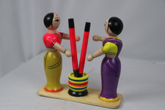 Channapatna Wooden Dhankutni – Handcrafted & Hand-Painted Decor