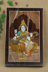 Rosewood Inlay Wall Frame – Divine Saraswathi Artwork for Study or Pooja Room