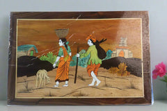 Rosewood Inlay Artwork – Scenic Village Life Handmade Wall Decor Arun