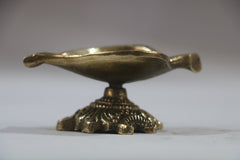 Brass Leaf Deepam (Diya) with Artistic Detailing