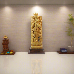 Beautiful Krishna Wood Sculpture – Perfect for Temple or Home