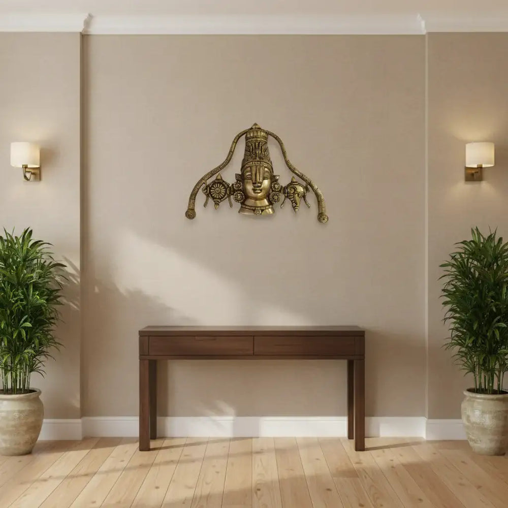 Grand Brass Lord Venkateswara - Tirupati Balaji Face Wall Hanging Brass Ware