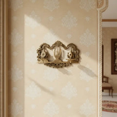 Sacred Brass Venkateswara Namam Wall Hanging with Shankha and Chakra Brass Ware