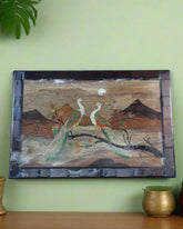 Couple Peacock Wood Inlay – Traditional Mysore Rosewood Artwork