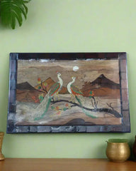 Couple Peacock Wood Inlay – Traditional Mysore Rosewood Artwork Arun