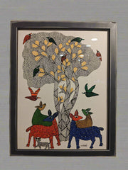 Guardian  Deers Of The Tree Of Life Gond Art