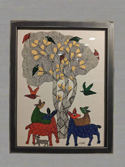 Guardian Deers Of The Tree Of Life Gond Art Gond Painting
