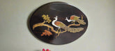 Royal Peacock – Intricate Oval Rosewood Inlay Art
