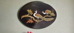 Royal Peacock – Intricate Oval Rosewood Inlay Art