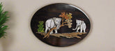 Elephant Pair in Harmony – Exquisite Oval Rosewood Inlay