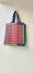 Handcrafted Korai Grass Tote Bag with Decorative Trim Accessories