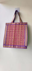 Handcrafted Korai Grass Tote Bag with Decorative Trim Accessories