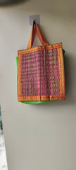 Handcrafted Korai Grass Tote Bag with Decorative Trim