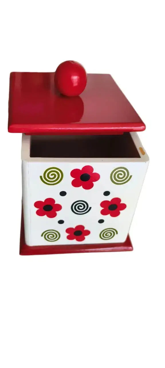 Channapatna Wooden Floral Jar – Elegant Handmade Wooden Box Wooden Lacquerware&toys