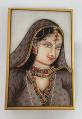 The Serene Princess of Rajasthani Marbel Painting Paintings